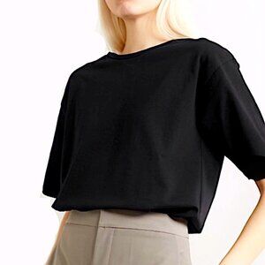 NWOT Loulou Studio Black Lipari Cotton Jersey T-Shirt Size M